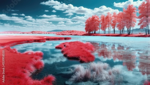 Fototapeta Naklejka Na Ścianę i Meble -  Infrared Vision of Plitvice Lakes National Park
