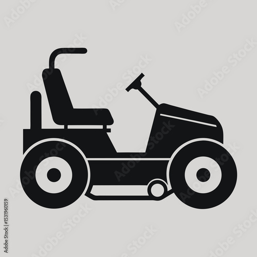 Riding Lawn Mower Silhouette Icon

