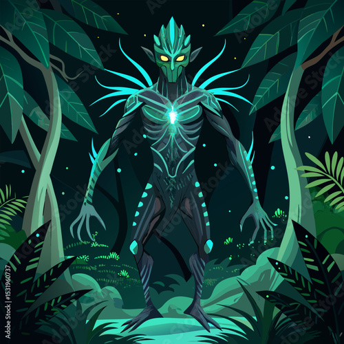 Luminous Forest Guardian. A Mystical Encounter in the Deep Jungle