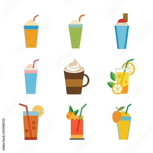 set of drinks and ice