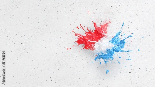 Red White and Blue Paint Splatter on Concrete Background