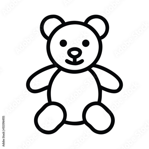 Black and white line drawing of a teddy bear Silhouette.