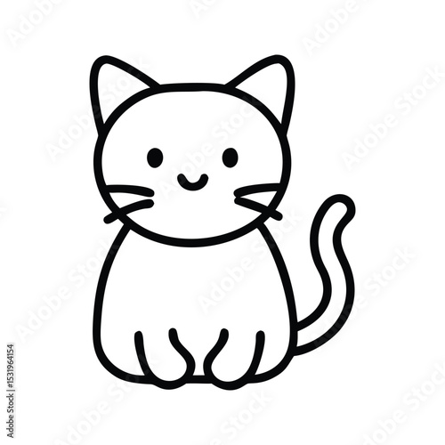 Very simple black and white line drawing of a cat  Silhouette.