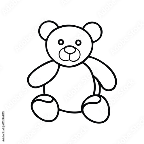 Black and white line drawing of a teddy bear Silhouette.