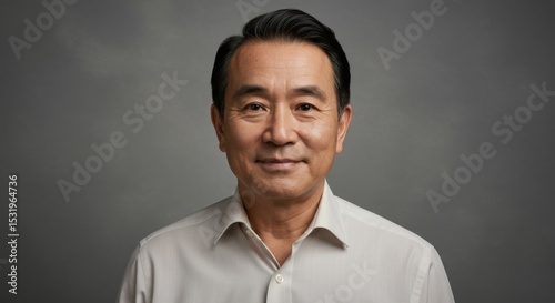 Portrait of a Smiling Older Man Against Gray Background