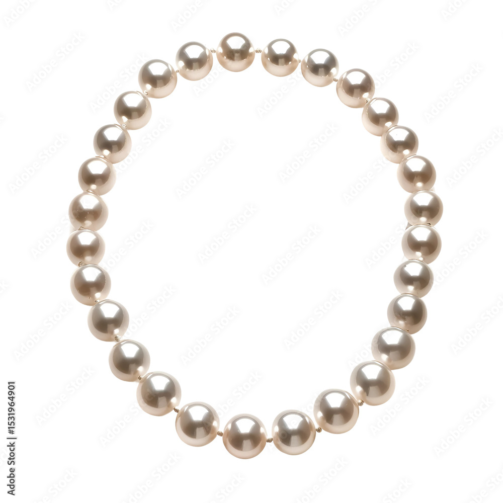 White pearl necklace isolated on white background White pearl necklace isolated on white background