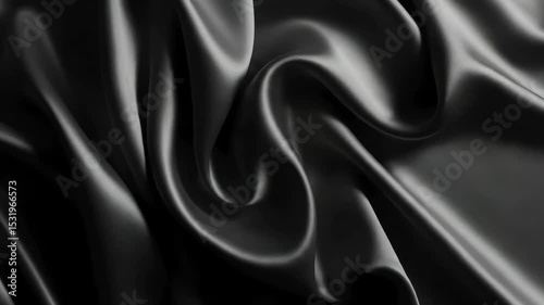 Closeup of Smooth Black Satin Fabric with Soft Lighting and Elegant Texture
