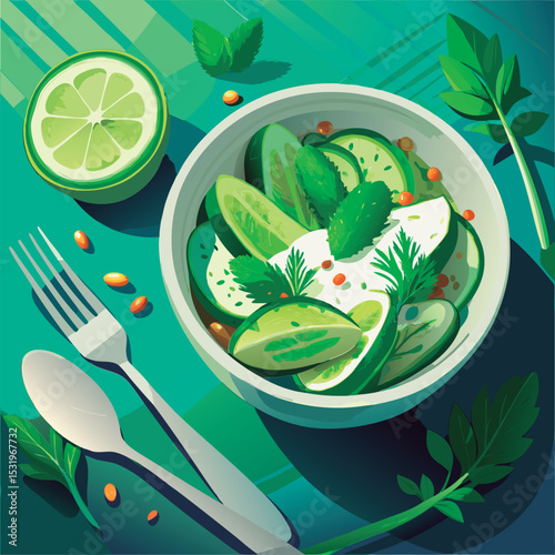 Fresh cucumber salad with lime.