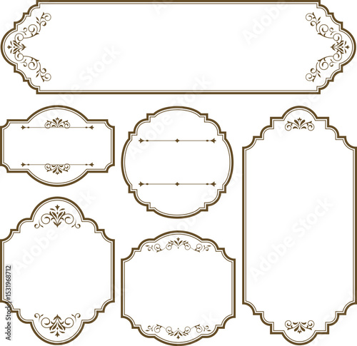 Set of Vintage Decorative Frames: Elegant Labels and Ornate Borders