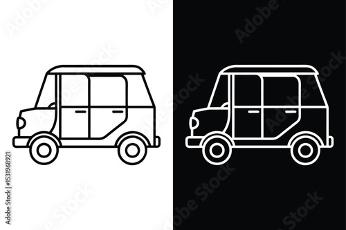 Travel Icon Tuk Tuk Vector. Outline Auto Rickshaw Illustration for Infographics and Modern Web Projects