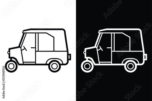 Simple Line Vector of Auto Rickshaw. Tuk Tuk Symbol for Transportation Designs and Digital Templates