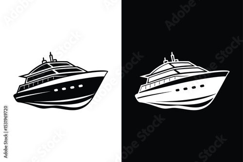 Vector Illustration of Yacht Icon. Sea Travel Silhouette Symbol for Water Transport and Sailing Themes