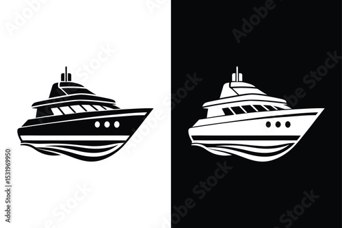 Simple Yacht Silhouette Vector. Sea Transportation Symbol for Travel, Sailing, and Marine Navigation