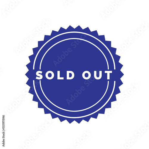 Sold out blue color  icon and logo vector design 