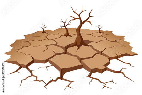 Impact of Drought  Cracked Earth and Dying Trees, A Visual Representation of Water Scarcity