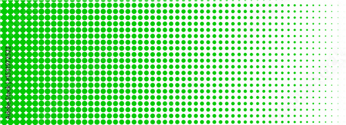 Green halftone corner gradient texture. Fading cartoon polka dot background. Dotted tilted gradation pattern. Fading comic pop art overlay backdrop. Vector slant frame halfton patern effect wallpaper.