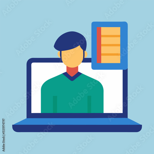 An individual taking an online course, with a learning platform interface on a laptop.