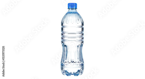 Blue plastic water bottle studio shot