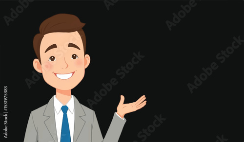 Professional Businessman Welcoming: Open Hand Gesture for Presentations & Explanations Illustration