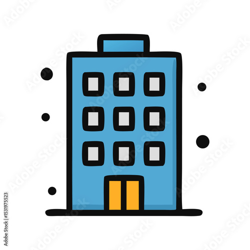 Modern Building Illustration: A simple and clean illustration of a modern building, perfect for architectural or urban-themed projects.