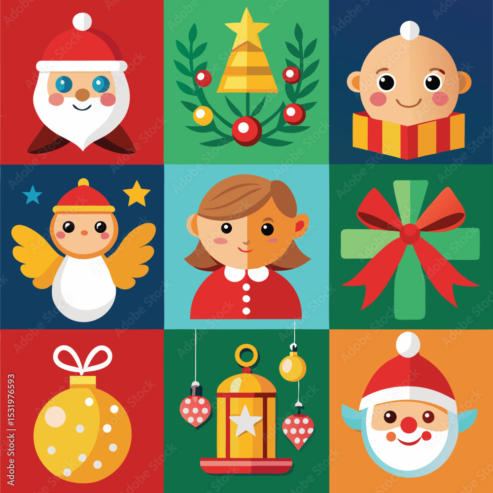 Fototapeta premium Colorful Abstract Design with Geometric Shapes and Text Elements on White Background