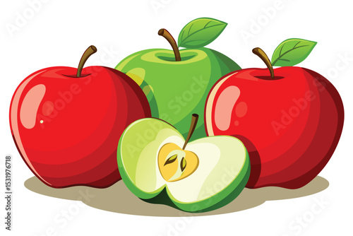 Juicy Red and Green Apples A Fresh and Healthy Fruit Delight