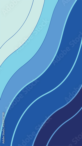 Abstract blue wave pattern with gradual color transitions on a white background