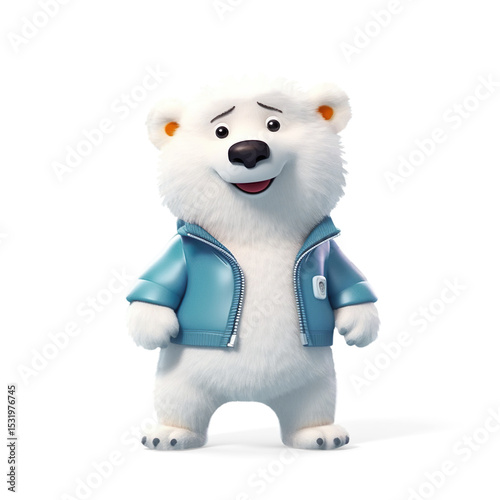 Cute 3D Cartoon Polar Bear with on a Transparent Background