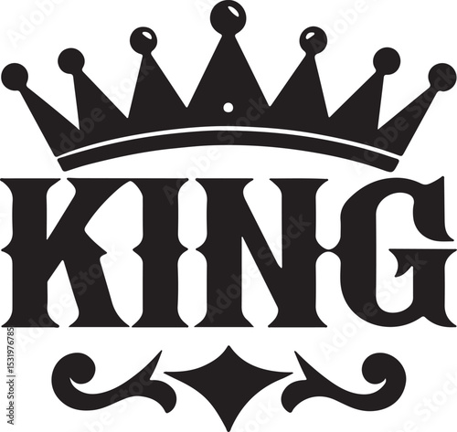 King crown design black and white graphic
