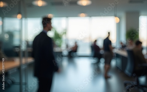 Business office with blurred people casual wear, with blurred bokeh background. High quality