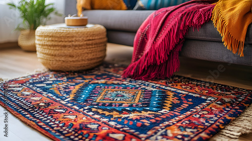 Colorful rug intricate pattern home decor interior design textile