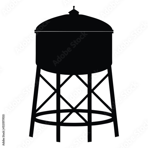 Water Tower Silhouette Classic Design 