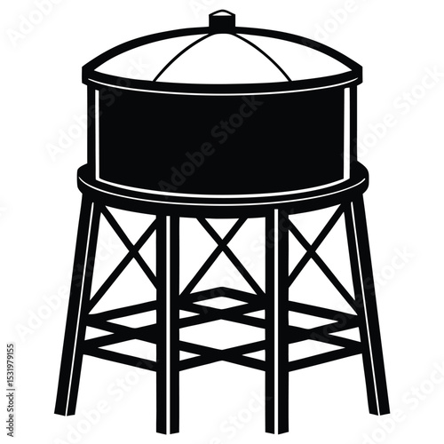 Elevated Water Tower Structure Icon Design
