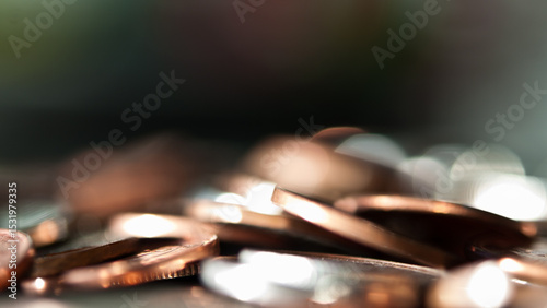Close up view of copper coins illustrating savings and financial concepts