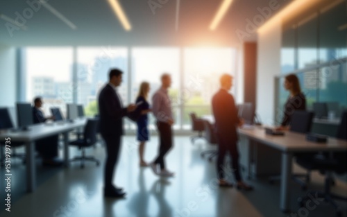 Business office with blurred people casual wear, with blurred bokeh background. High quality