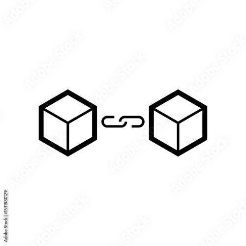 Link of blockchains. White background.