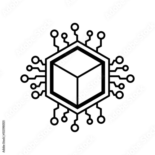 Technology of block chain. White background.