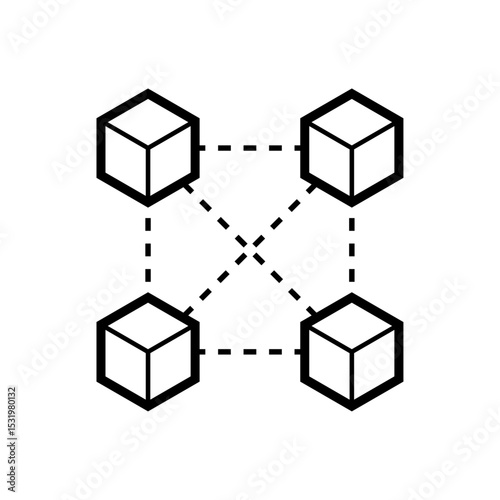 Interaction of blockchains icon. White background.