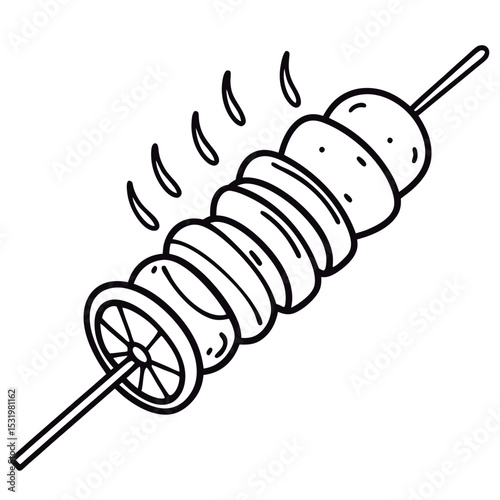 Vector illustration of a Colorful cartoon skewered fruit.