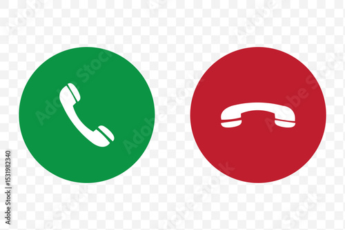 Call icon in phone. Phone call icon accept and decline. Green, red and black icons for end or accept of mobile call.