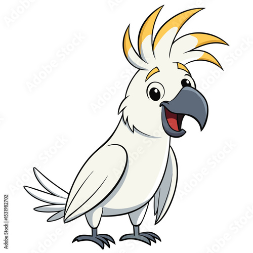 Cockatoo with its crest fully raised, mid-squawk in a lively moment.