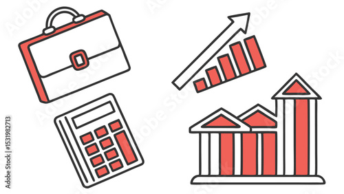 Professional business icons finance marketing and management