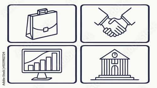 Single business icon set for branding and marketing