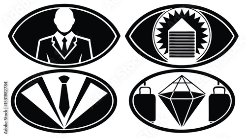 Single business icon set finance marketing and management