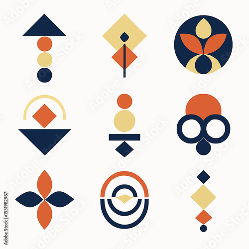 Geometric patterns and shapes compose a modern abstract design with symmetry