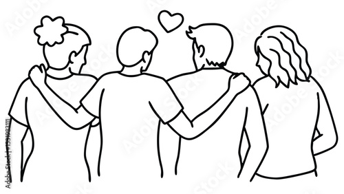 Illustrative friends group portrait design