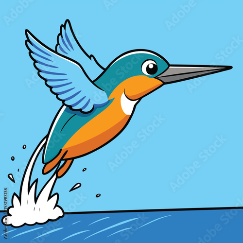 Kingfisher in a perfect dive, just before hitting the water for a fish.