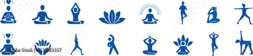 Set of line icons wellness, wellbeing, healthcare, healthy, mental health, spa, medical. Editable stroke icons illustration collection Vector