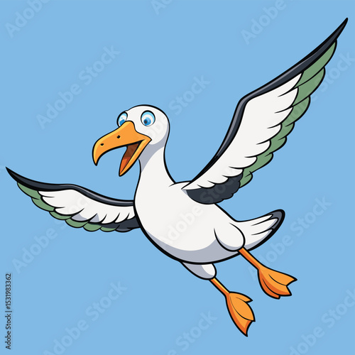 Albatross in full flight, wings fully extended and soaring effortlessly.