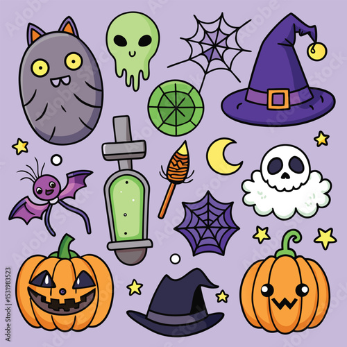 Spooky halloween party invitation design with creepy graphics
